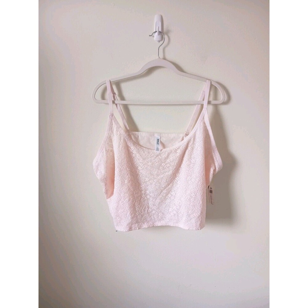 Only‎ Womens Floral Lace Sheer Cropped Pink Tank Top Size 4X